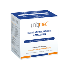 Seringas embaladas individualmente para Insulina Uniqmed 0,5mL (50UI) Agulha 6x0,25mm 31G  - Caixa com 100 seringas